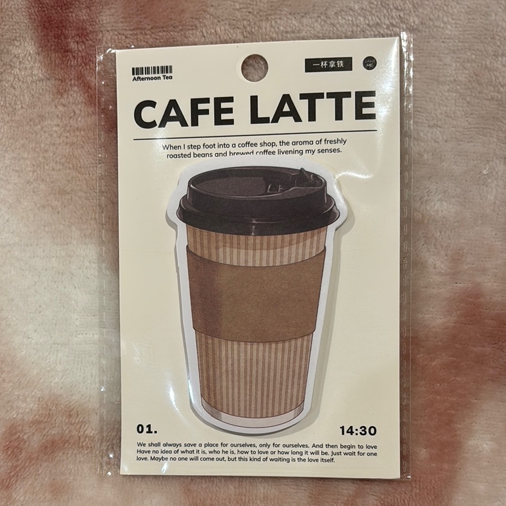 Cafe Latte Coffee Cup Sticker Post It Notes NWT 2.25”x3.25”